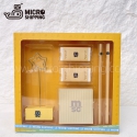 MSC Staionery Set With Paper Clip With Pencil Sharpener, Pencils, Easers And Memo Cube