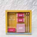 ONE Staionery Set With Paper Clip With Pencil Sharpener, Pencils, Easers And Memo Cube