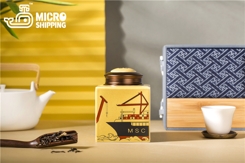 Exclusive MSC Container Chinaware Tea Pot Jingdezhen Chinaware Candy Coffce Bean Storage Box High End Exclusive Logistics Gift Handy Porcelain(图1)