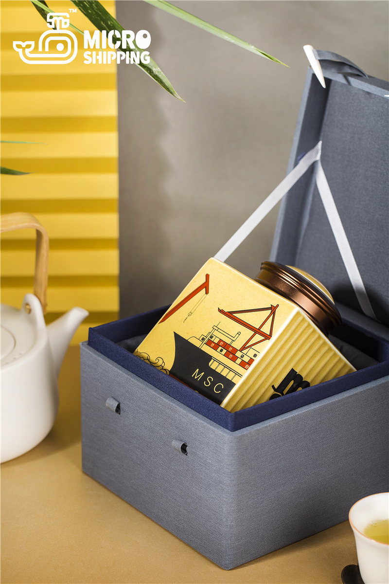 Exclusive MSC Container Chinaware Tea Pot Jingdezhen Chinaware Candy Coffce Bean Storage Box High End Exclusive Logistics Gift Handy Porcelain(图3)