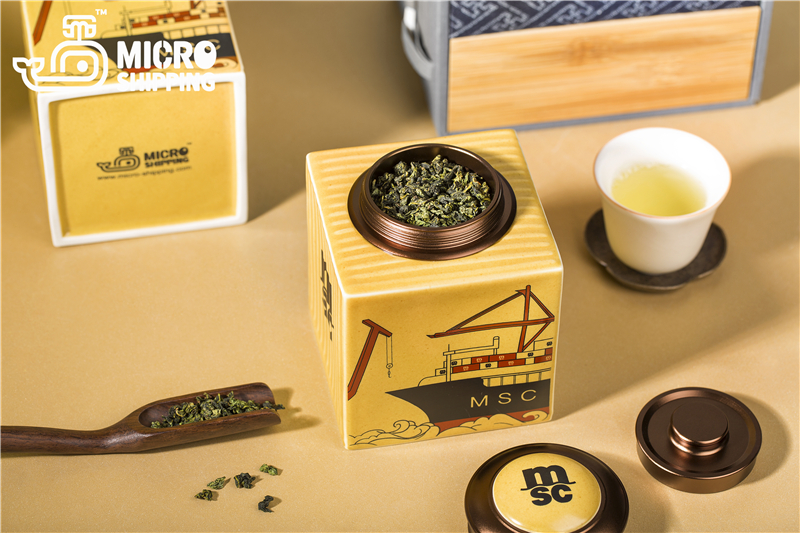 Exclusive MSC Container Chinaware Tea Pot Jingdezhen Chinaware Candy Coffce Bean Storage Box High End Exclusive Logistics Gift Handy Porcelain(图2)