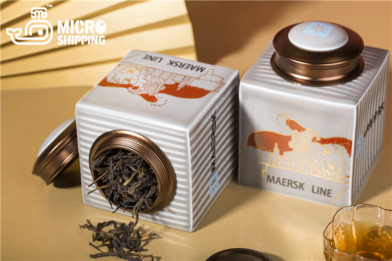 Maersk Container Chinaware Tea Pot Jingdezhen Chinaware Candy Coffce Bean Storage Box High End Exclusive Logistics Gift Handy Porcelain(图1)