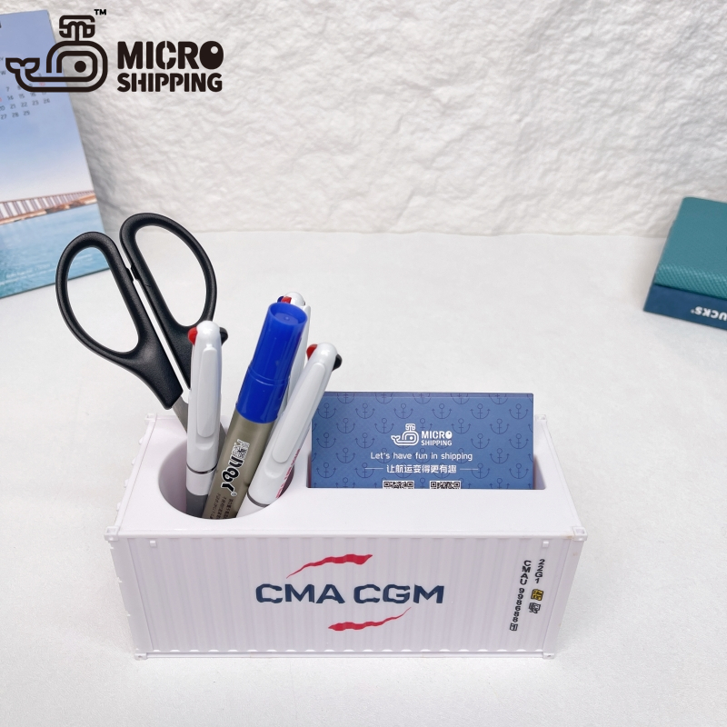 1:35 CMA WHITE PEN CONTAINER WITH NAMECARD HOLDER CHRISTMAS GIFT (图2)