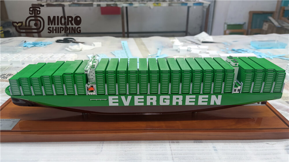 52CM EVERGREEN CONTAINER WITH MSC SHIPPING CONTIANER SHIP MODEL(图1)